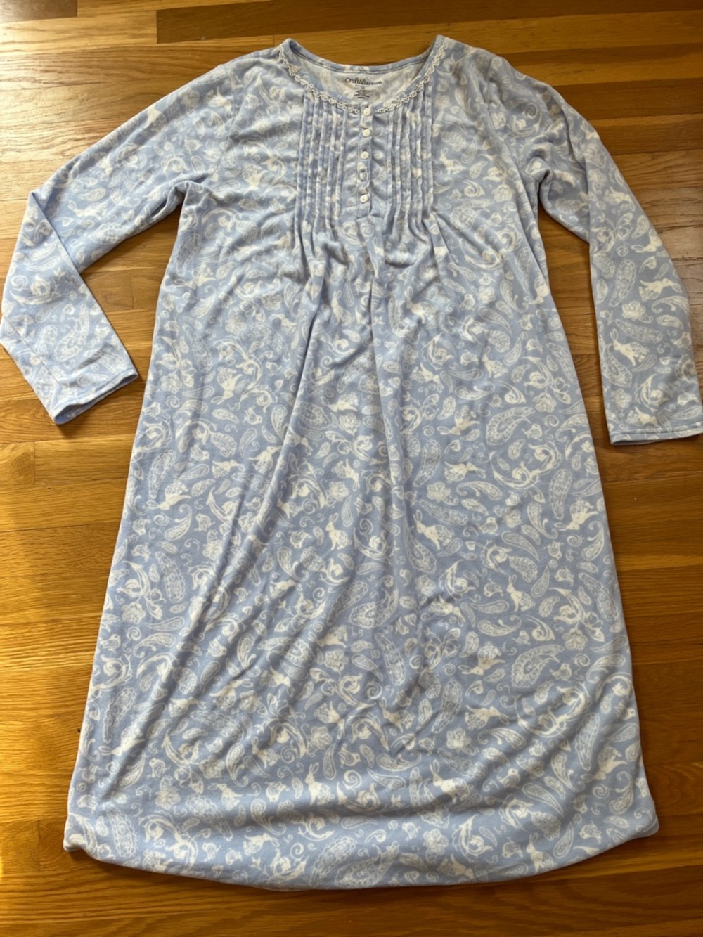 croft & barrow Light Blue and White Floral Lace-Trim Nightgown